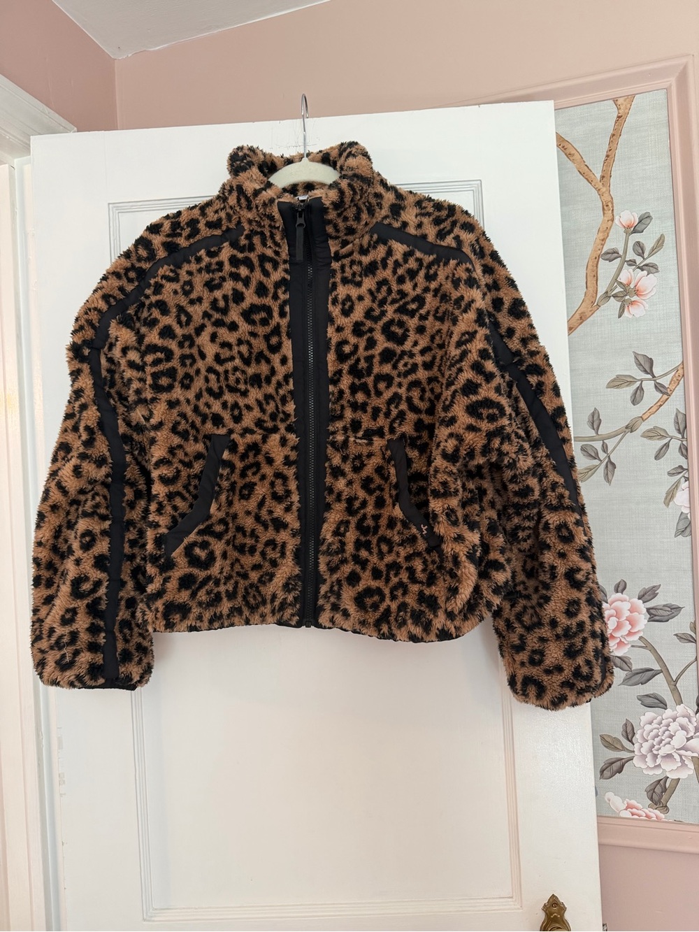 Joylab Leopard Print Fuzzy Zip Jacket - Brown & Black - Picture 1 of 2
